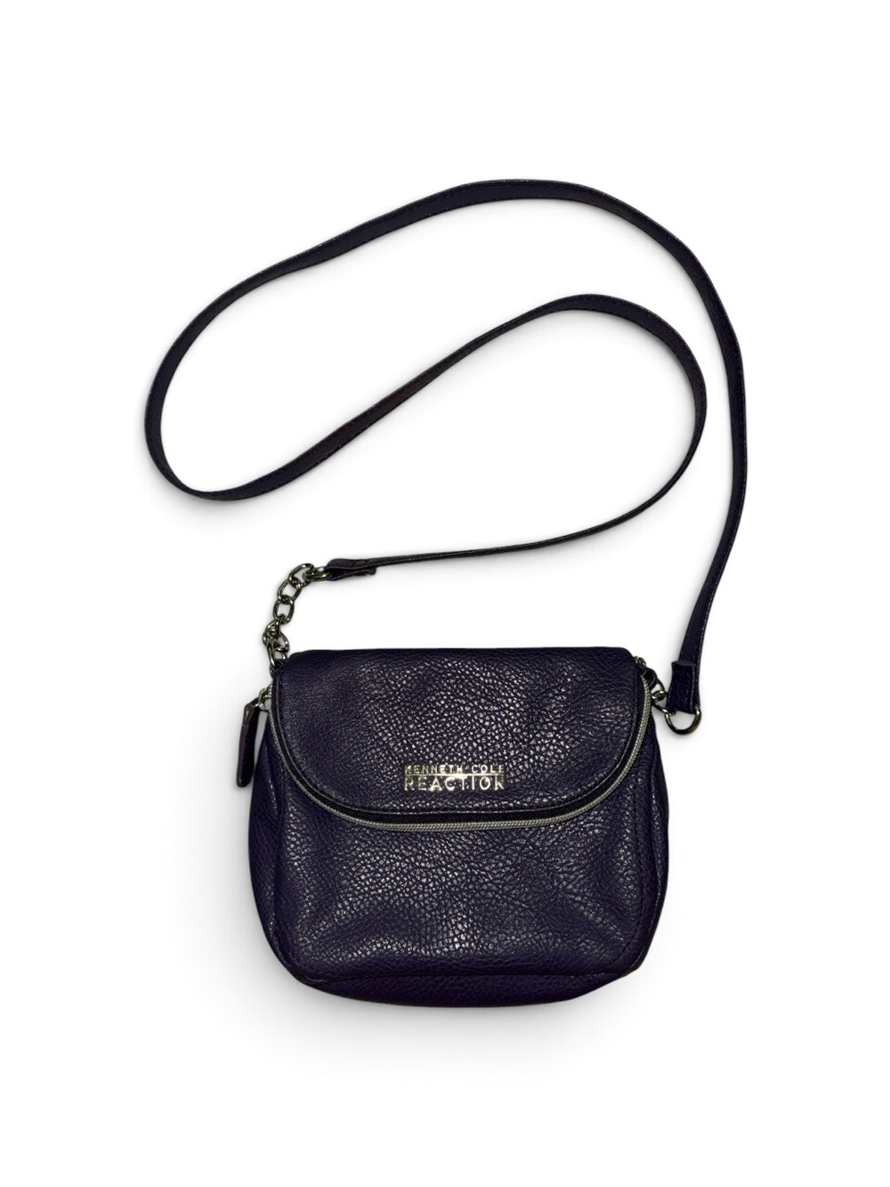 Kenneth Cole Reaction Purple Eggplant  Pebbled Leather Crossbody Bag